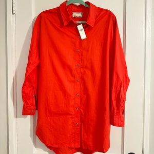 Anthropologie Pilcro Oversized Red / Coral Button Down New